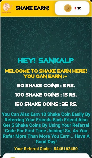 shake earn for android